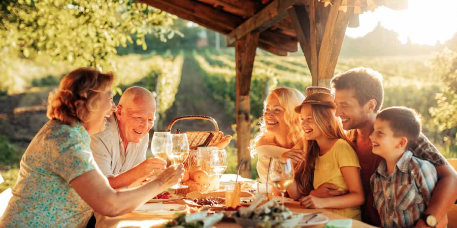 superannuation - happy family in vineyard